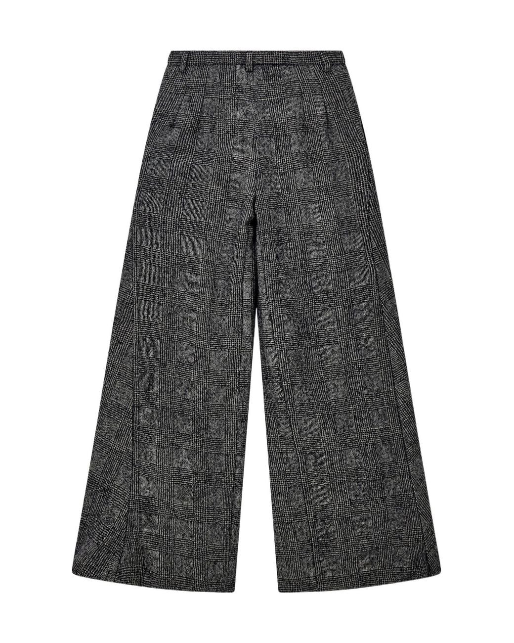 Emporio Armani Gray Pleated Wide-Leg Trousers