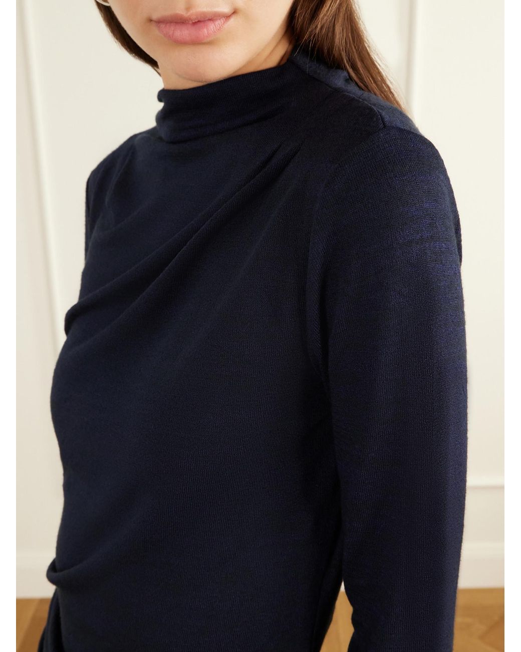 Proenza Schouler Blue Mimi Draped Stretch-Jersey Top