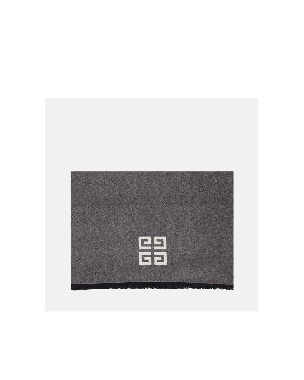 Givenchy Gray Logo Intarsia Fringed Scarf for men