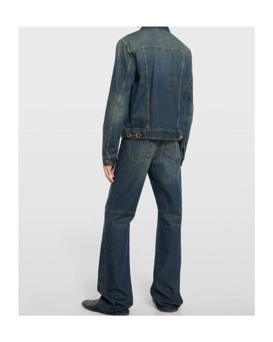 Gucci Blue Cotton Denim Jacket With Horsebit for men