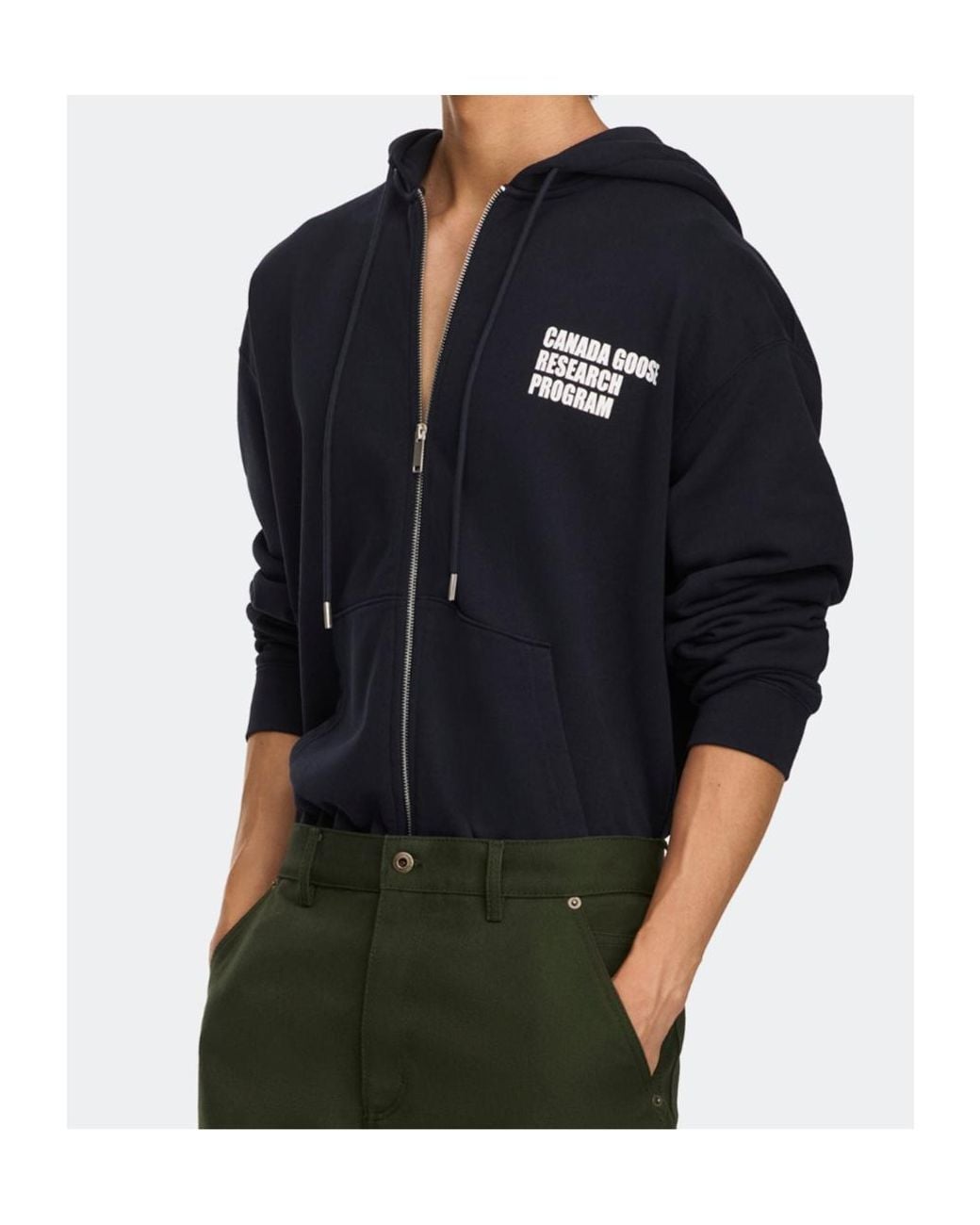 Canada Goose Blue Rove Globe Relaxed Full Zip Hoodie for men
