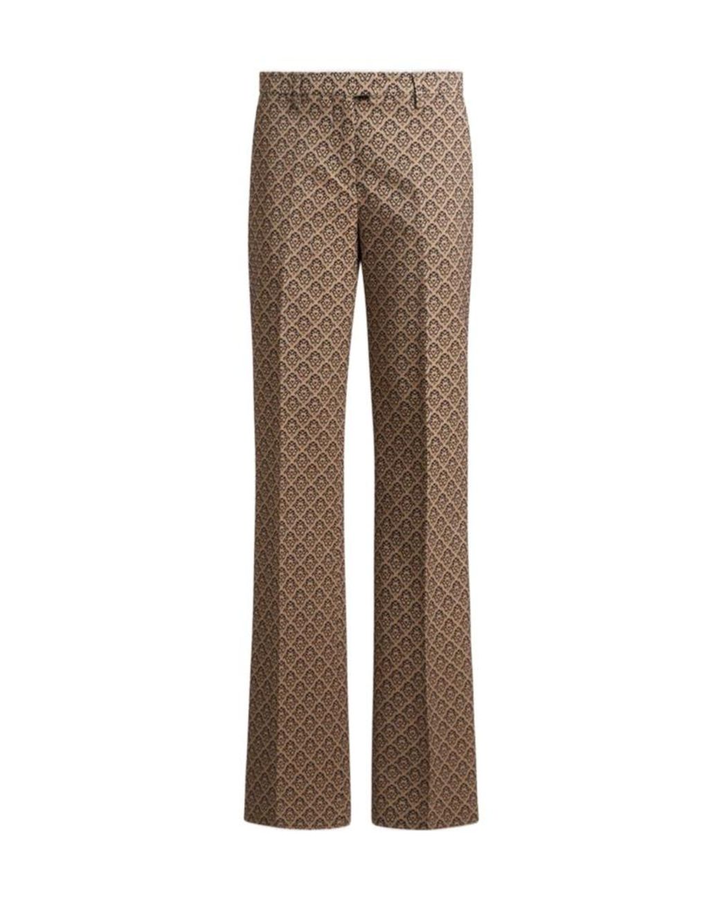 Etro Brown Damask-Pattern Trousers