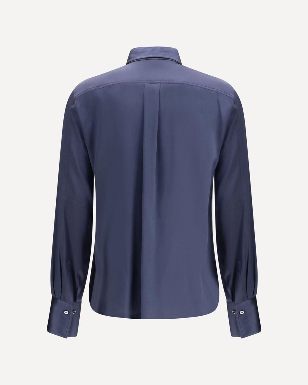 Brunello Cucinelli Blue Long-Sleeve Silk Shirt