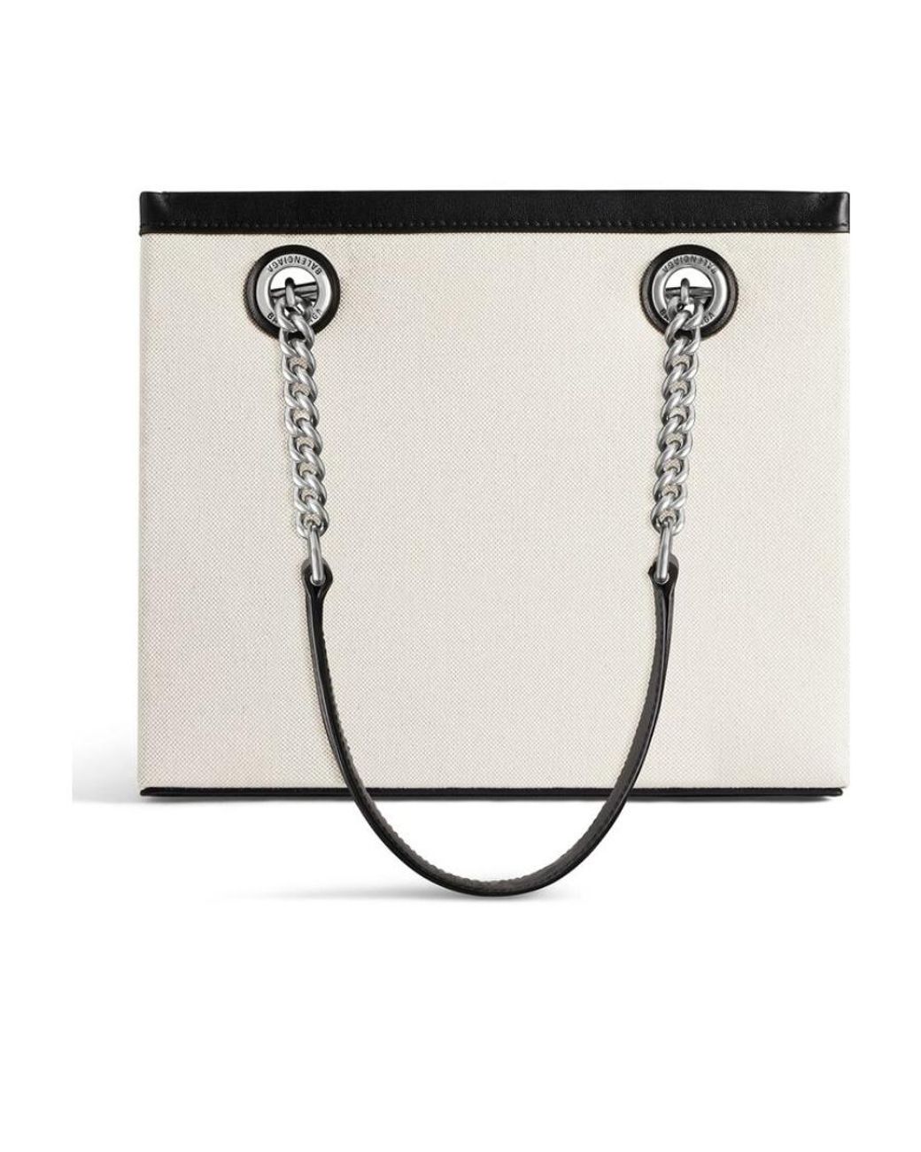 Balenciaga White Paris Logo Printed Squared Small Tote Bag