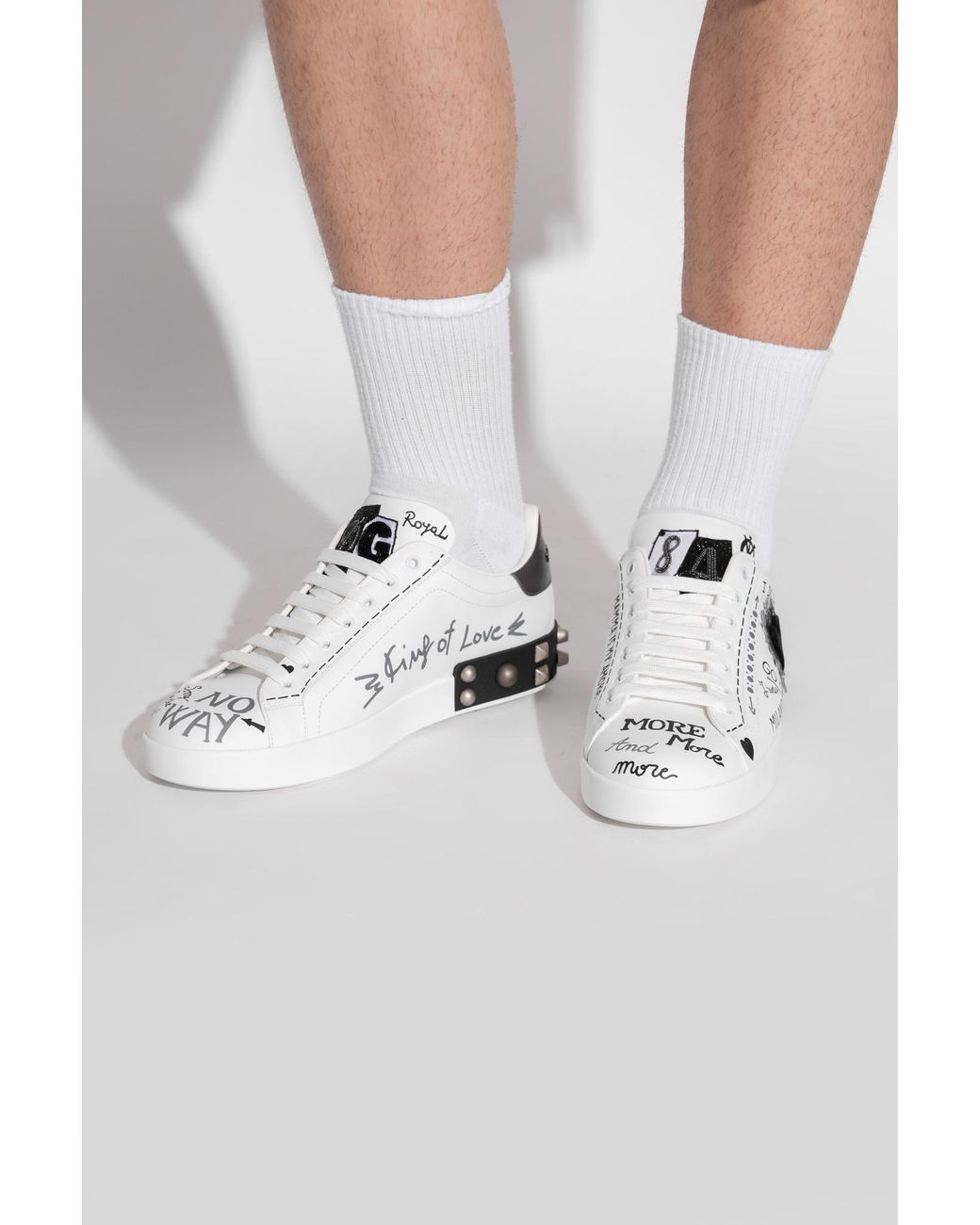 Dolce & Gabbana White Portofino Graffiti Sneakers for men