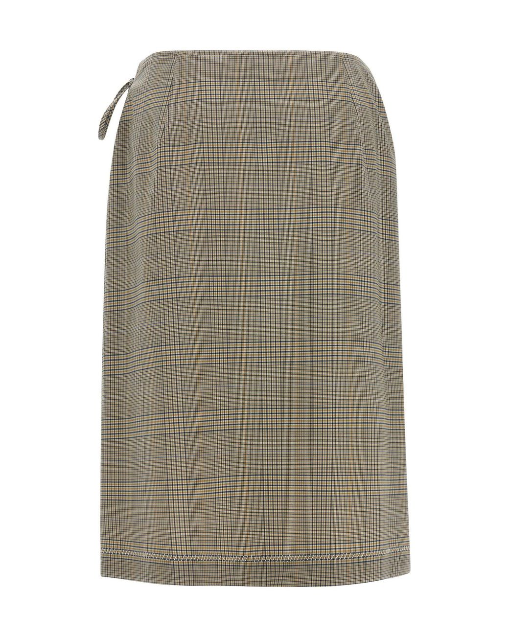Marni Gray Checked Pleated Midi Skirt
