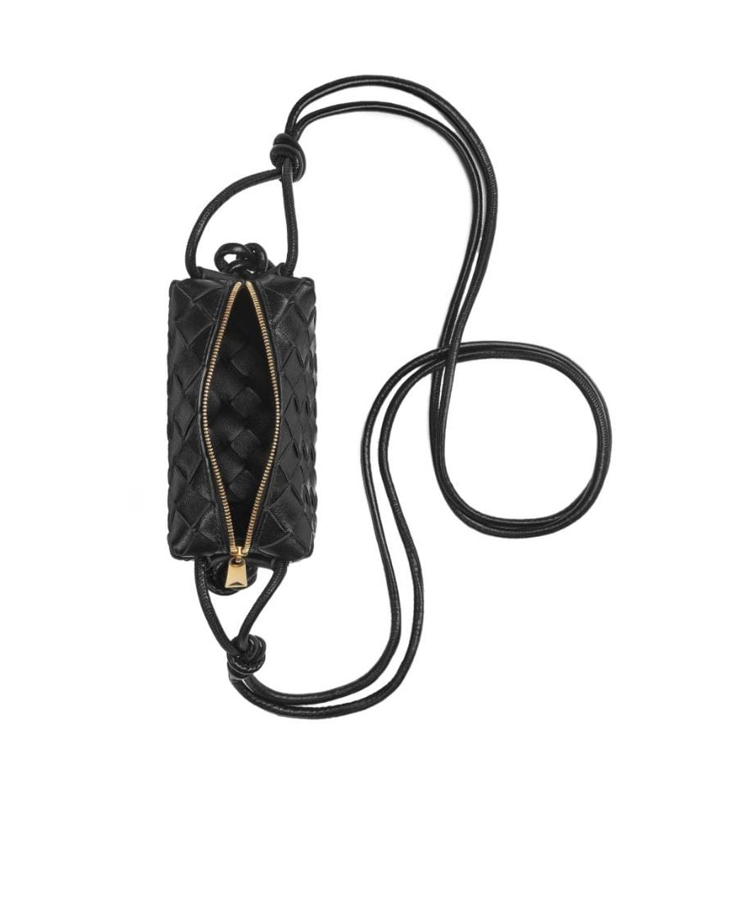 Bottega Veneta Black Candy Loop Woven Camera Bag