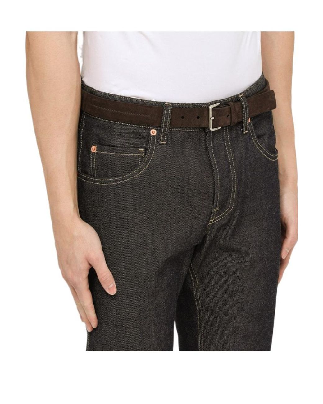 Prada Brown Logo-Engraved Buckle Belt for men