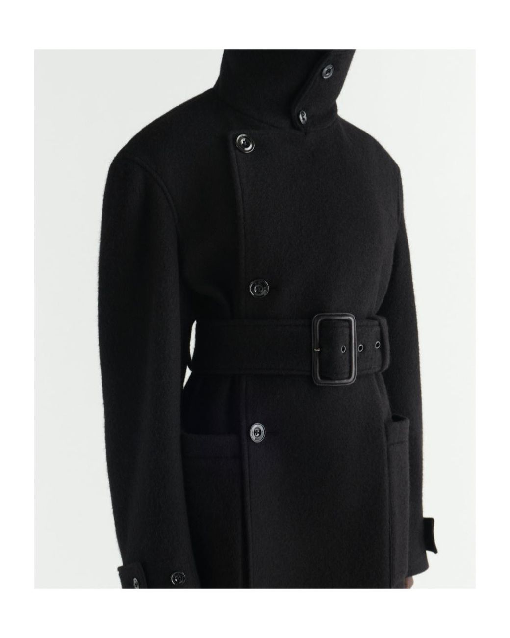 Lemaire Black Fitted Double-Breasted Wrap Coat