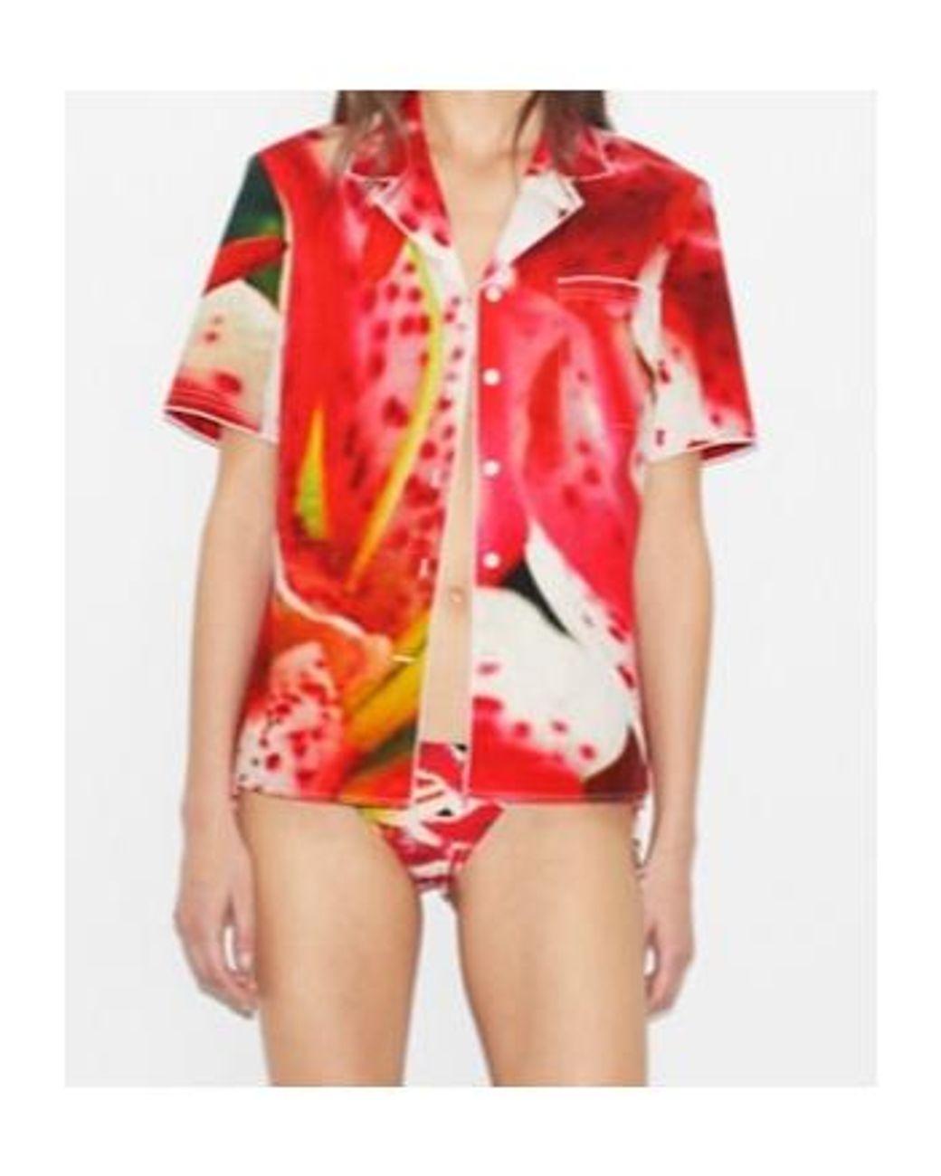 Tory Burch Red Floral-Print Shirt