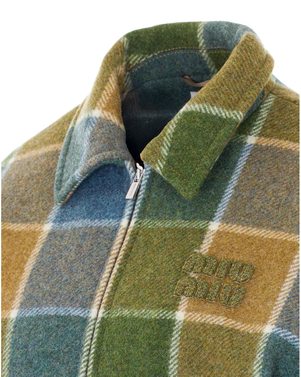 Miu Miu Green Checked Blouson Jacket