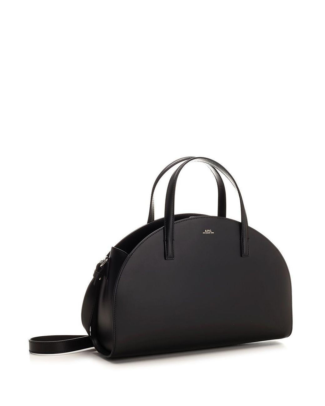 A.P.C. Black Demi-Lune Logo Stamp Tote Bag