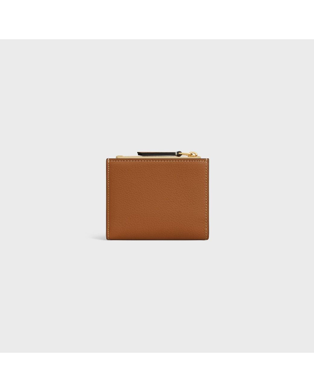 Céline Brown Compact Wallet Triomphe Stamp