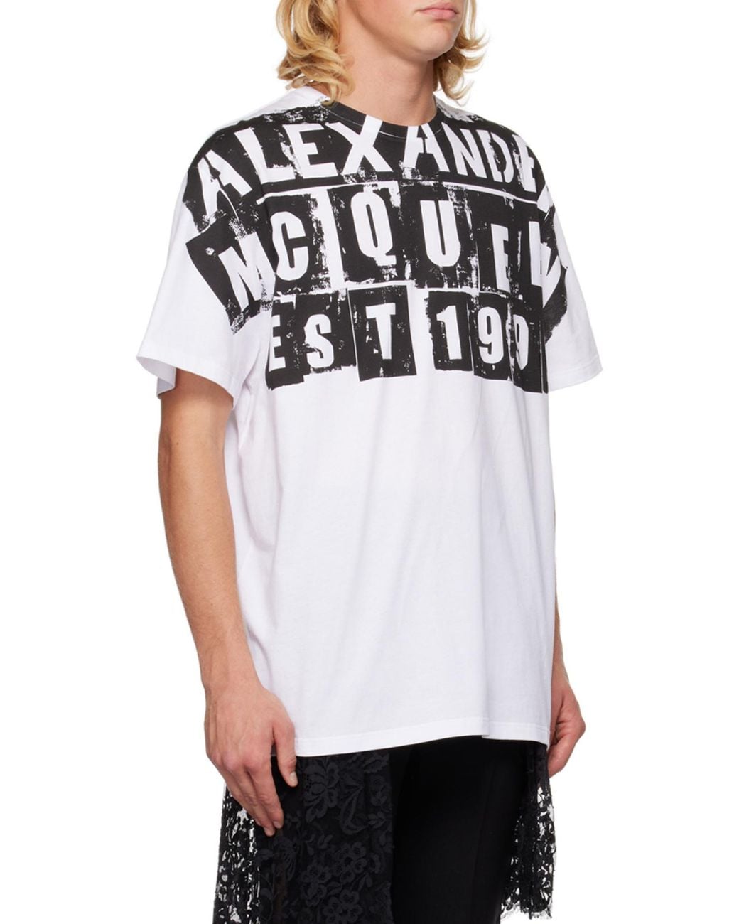 McQueen Black Logo Printed Crewneck T-Shirt for men