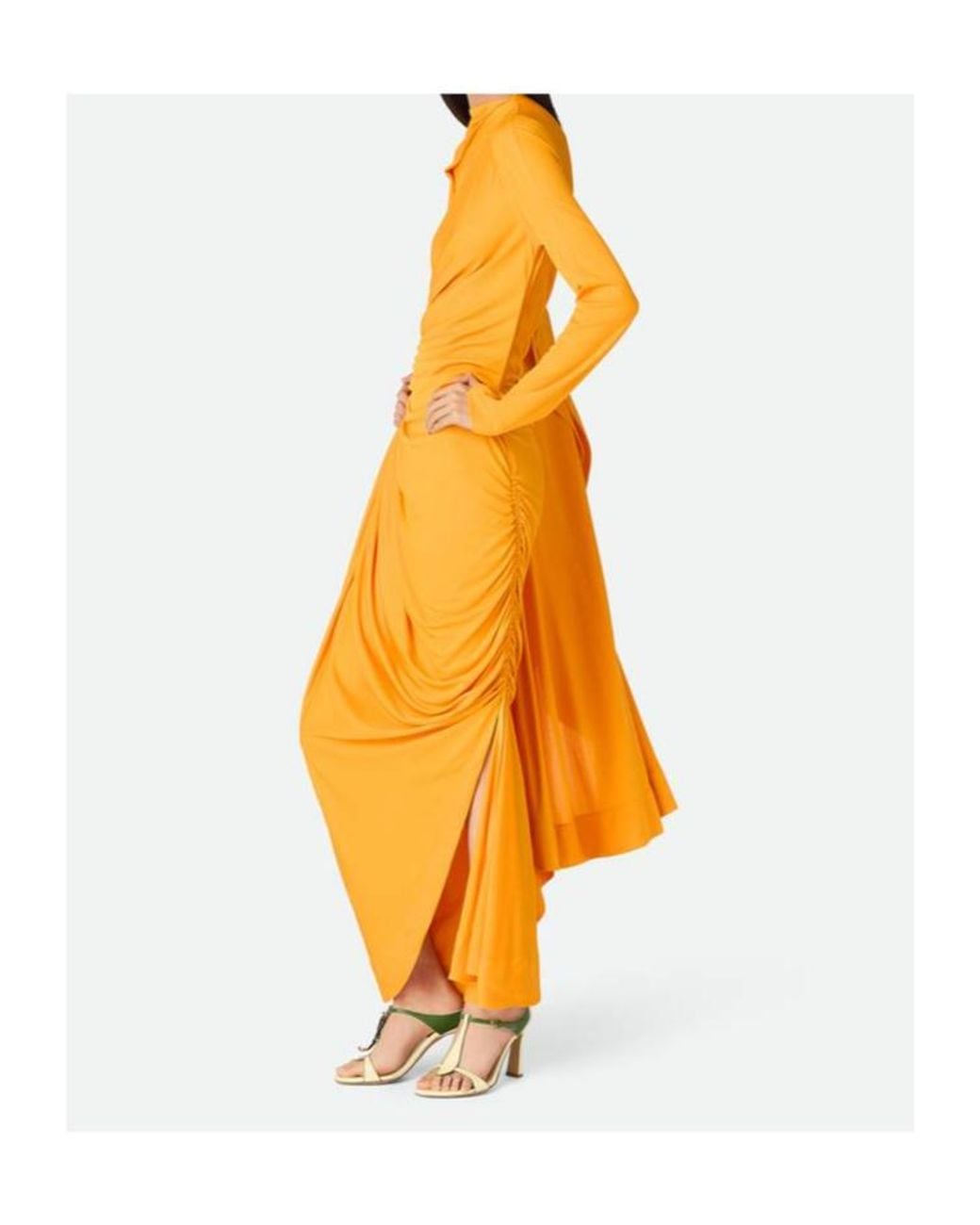 Bottega Veneta Orange Viscose Jersey Draped Dress