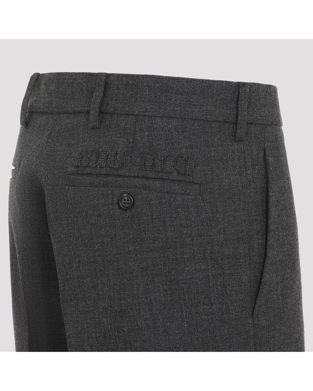 Miu Miu Gray Logo-Patch Trousers