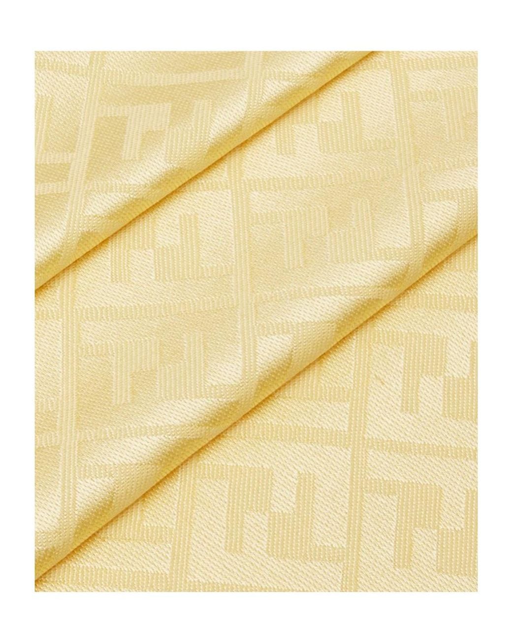 Fendi Yellow Ff Jacquard Fringed-Edge Scarf