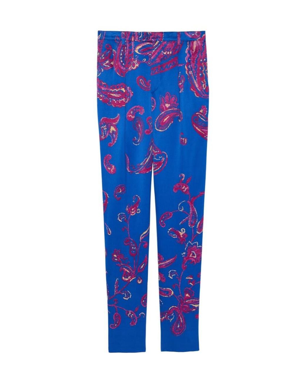 Saint Laurent Blue Paisley-Print Tailored Trousers for men