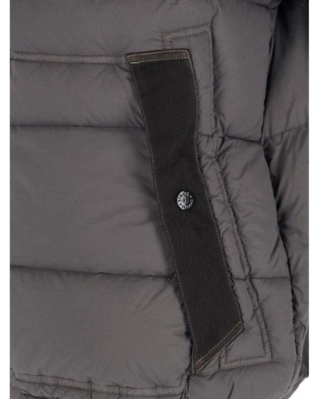 Stone Island Gray Logo Patch Hooded Puffer Jacket for men
