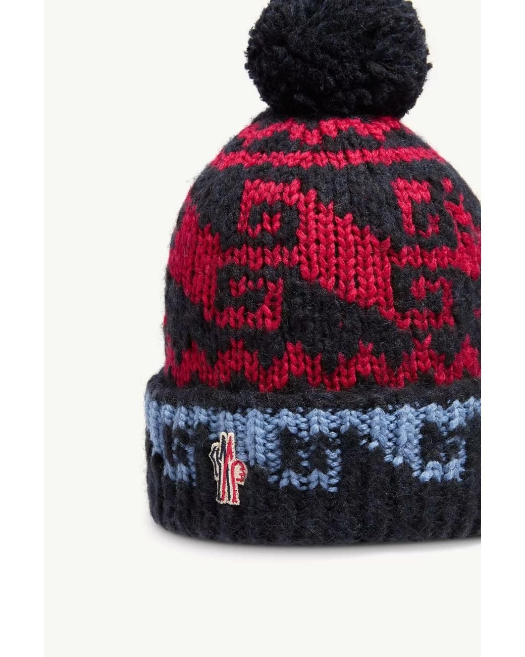 Moncler Red Alpaca Wool Blend Beanie With Pom Pom for men
