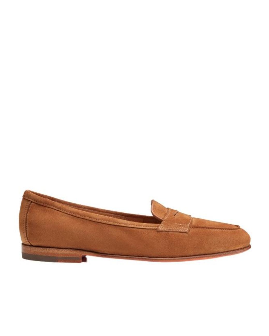 Santoni Brown Round-Toe Penny Loafers