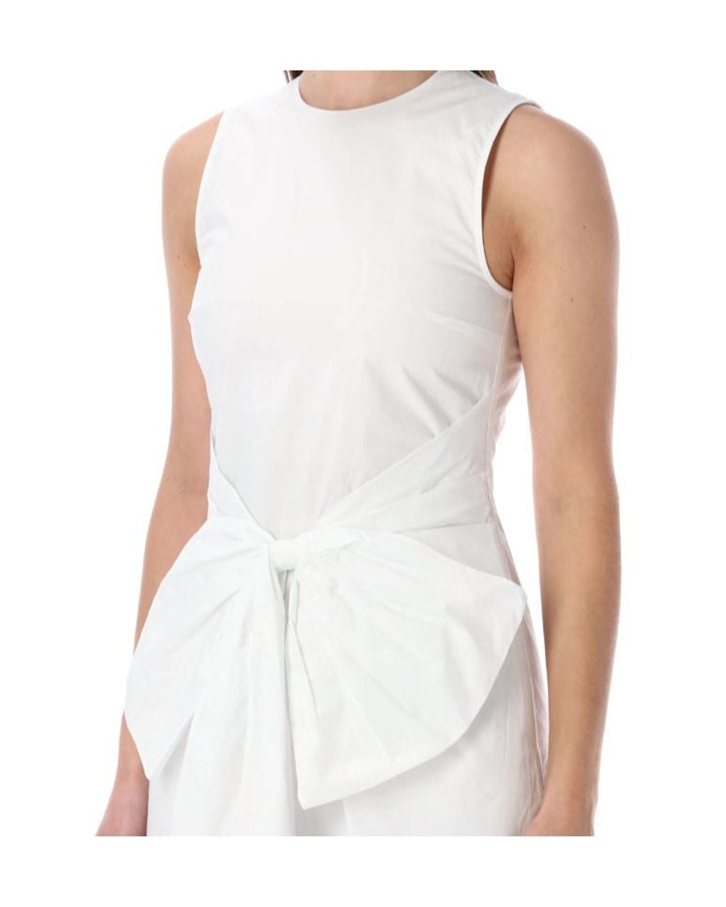 ROTATE BIRGER CHRISTENSEN White Sleeveless Dress W/ Bow Bright