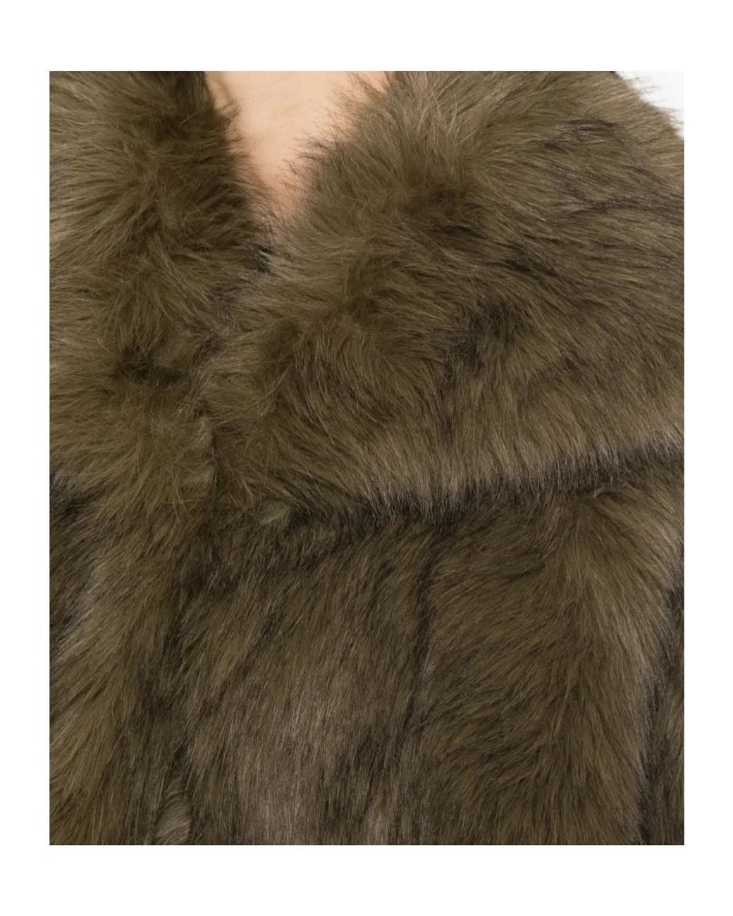 Patrizia Pepe Green Cropped Faux Fur Jacket