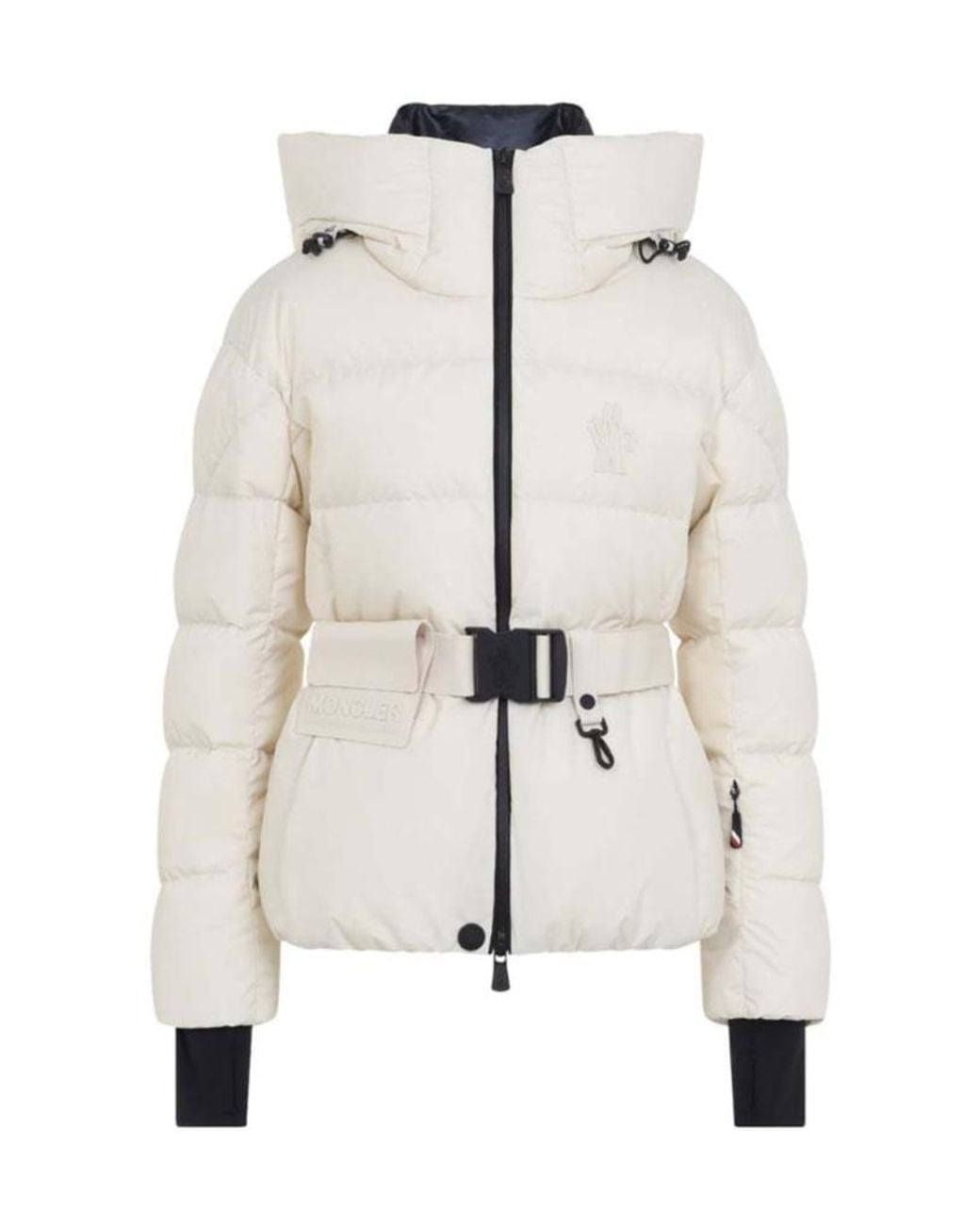 Moncler White Grenoble Bouquetin Belted Hooded Ski Jacket