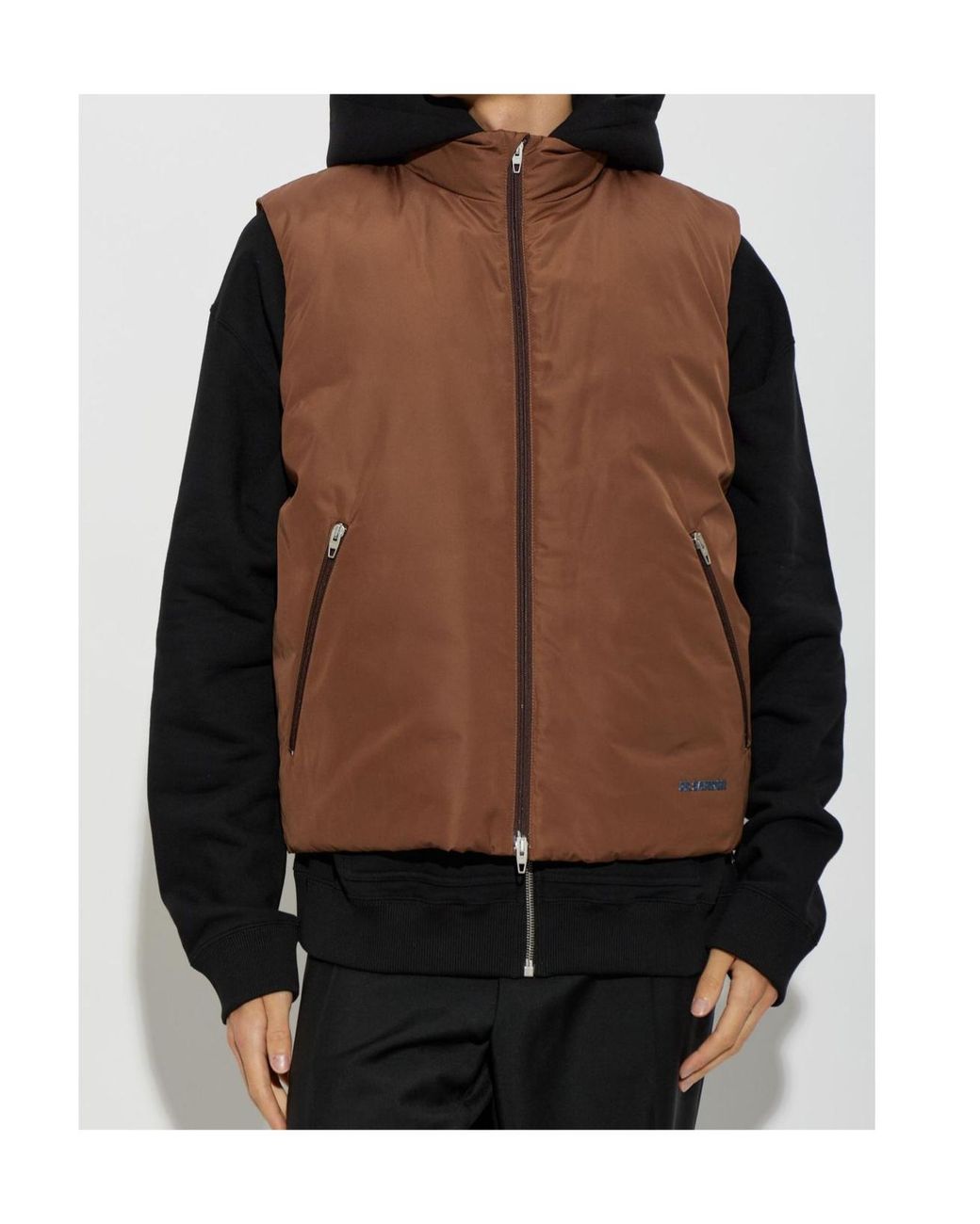 Jil Sander Brown Padded Zip-Up Vest for men