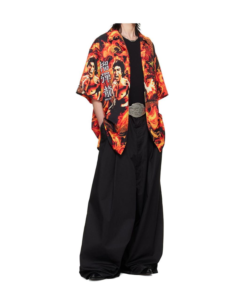 Lu'u Dan Red Bruce Lee X Collaboration Sleaze Short-Sleeve Shirt for men