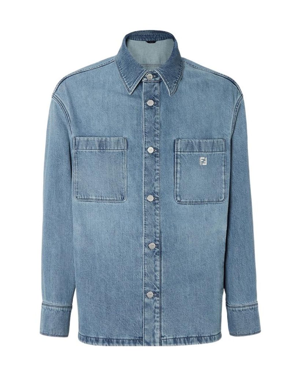 Fendi Blue Light Denim Shirt for men