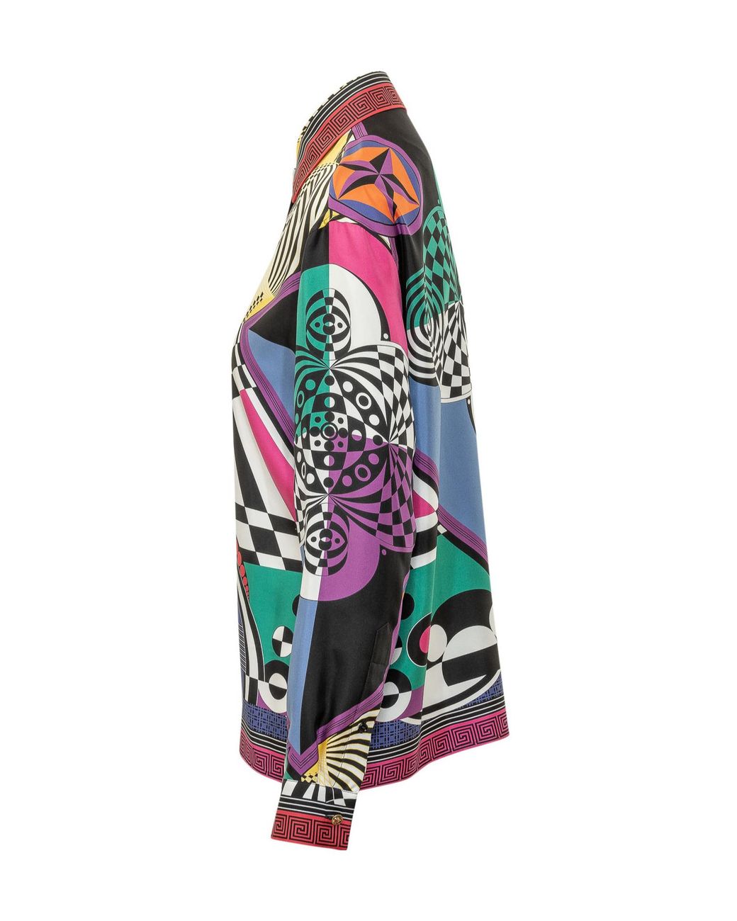 Versace Blue Pattern-Printed Long-Sleeved Shirt