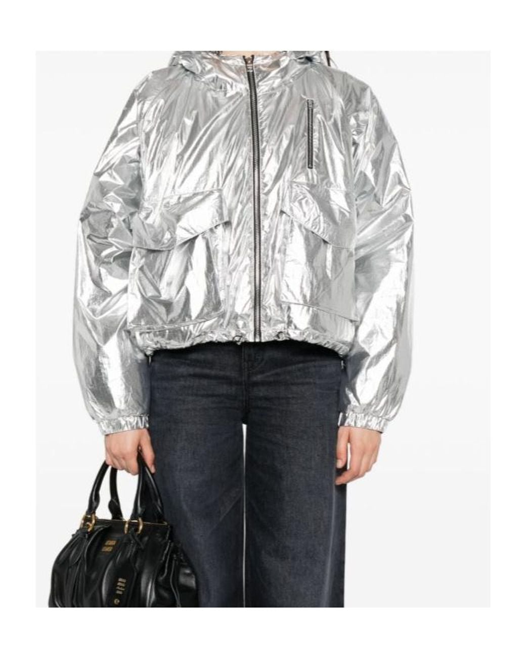 IRO Gray Metallic Hooded Jacket