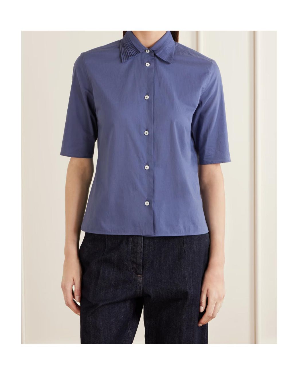 Jil Sander Blue Pleated Short-Sleeve Shirt