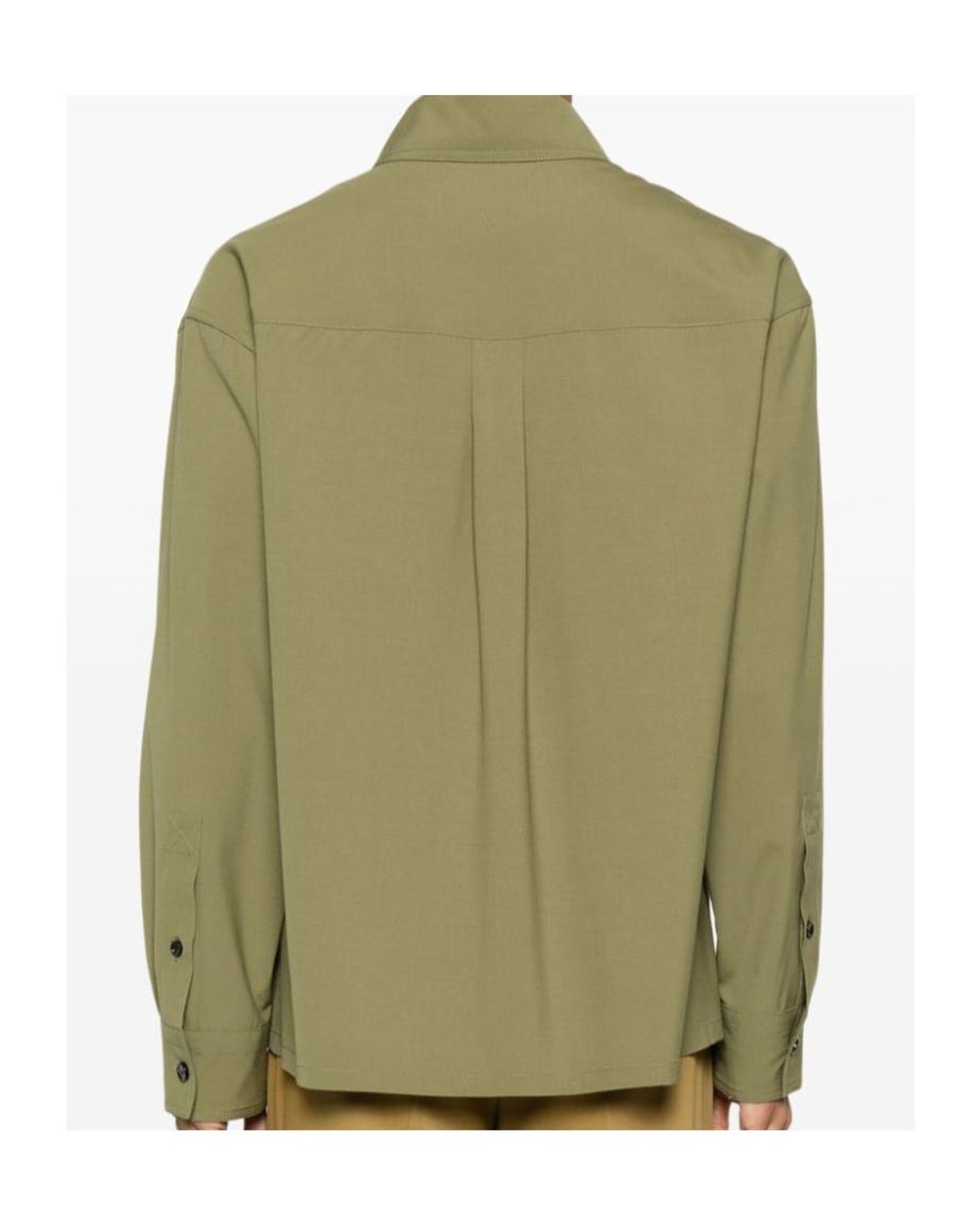 Bottega Veneta Green Regular Fit Front Zipped Shirt for men
