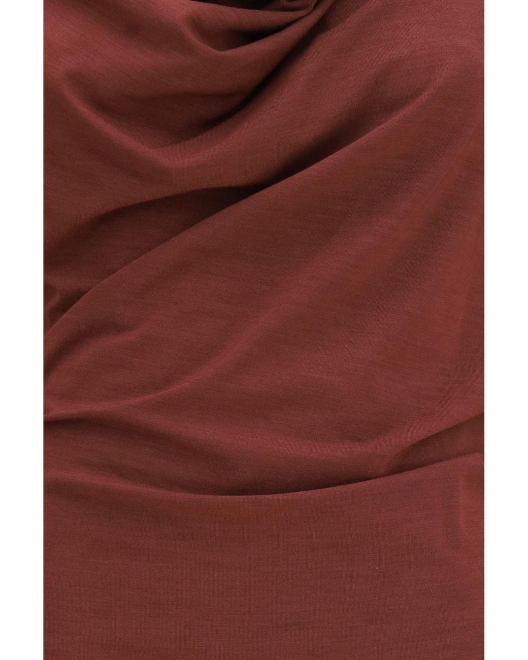 Brunello Cucinelli Red Techno Wool Jersey Dress With Draping And Monili