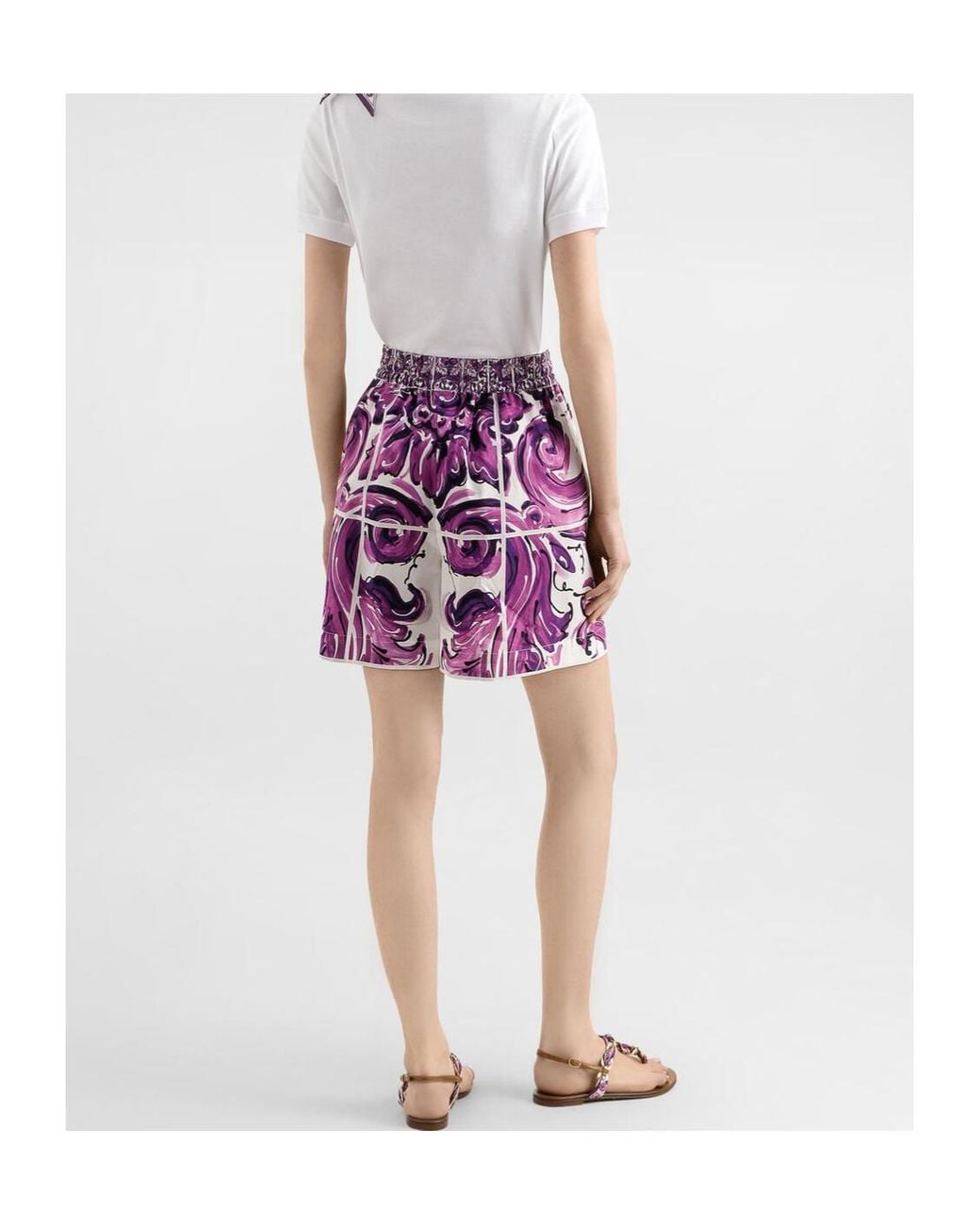 Dolce & Gabbana Purple Majolica Printed Poplin Shorts