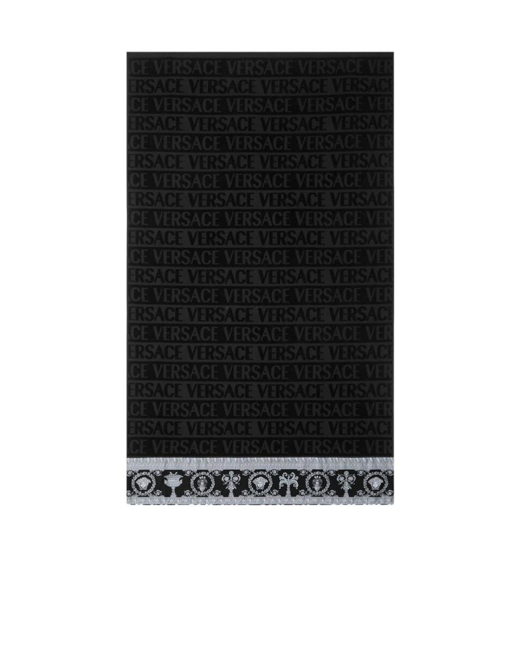 Versace Black Barocco-Print Cotton Bath Towel for men