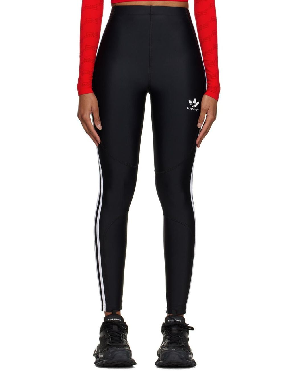 Balenciaga Gray X Adidas Logo Printed Leggings