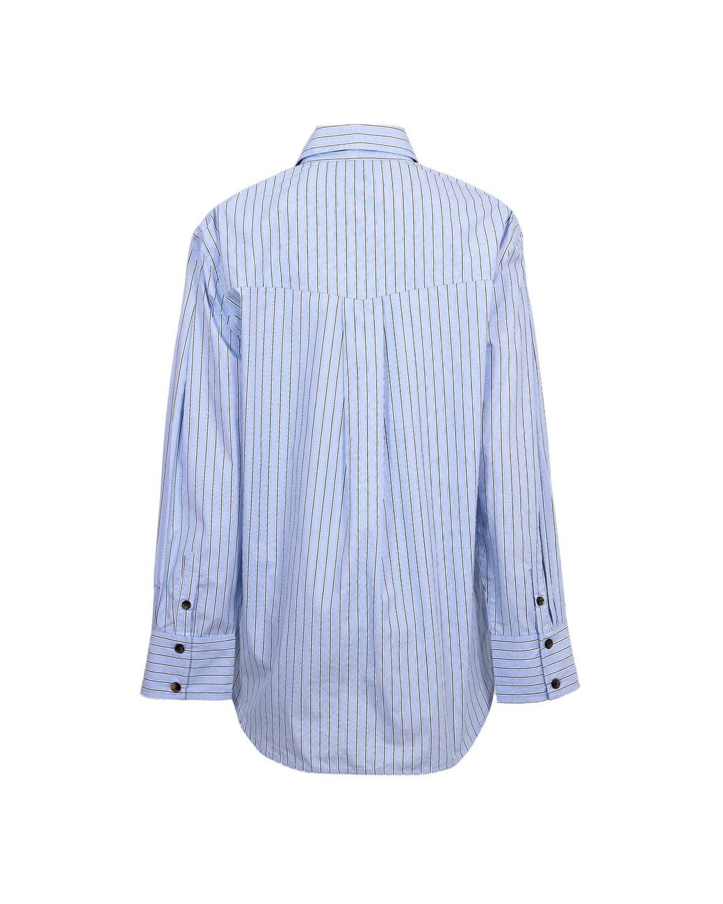 Ganni Blue Stripe Cotton Oversized T-Shirt