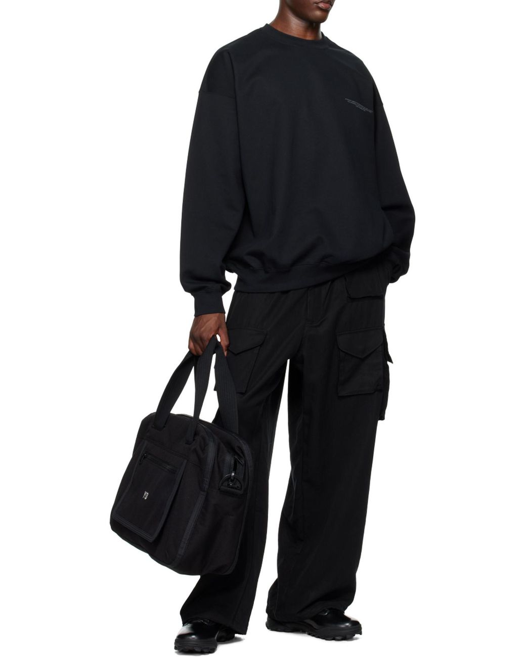 Y-3 Black Logo Printed Crewneck Sweatshirt for men