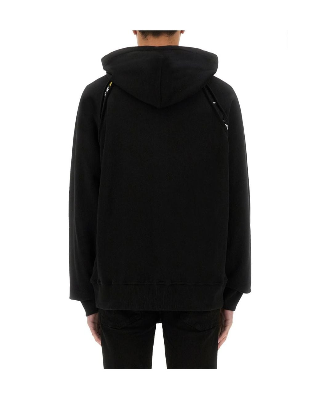 Versace Jeans Black Couture Logo Plaque Drawstring Hoodie for men