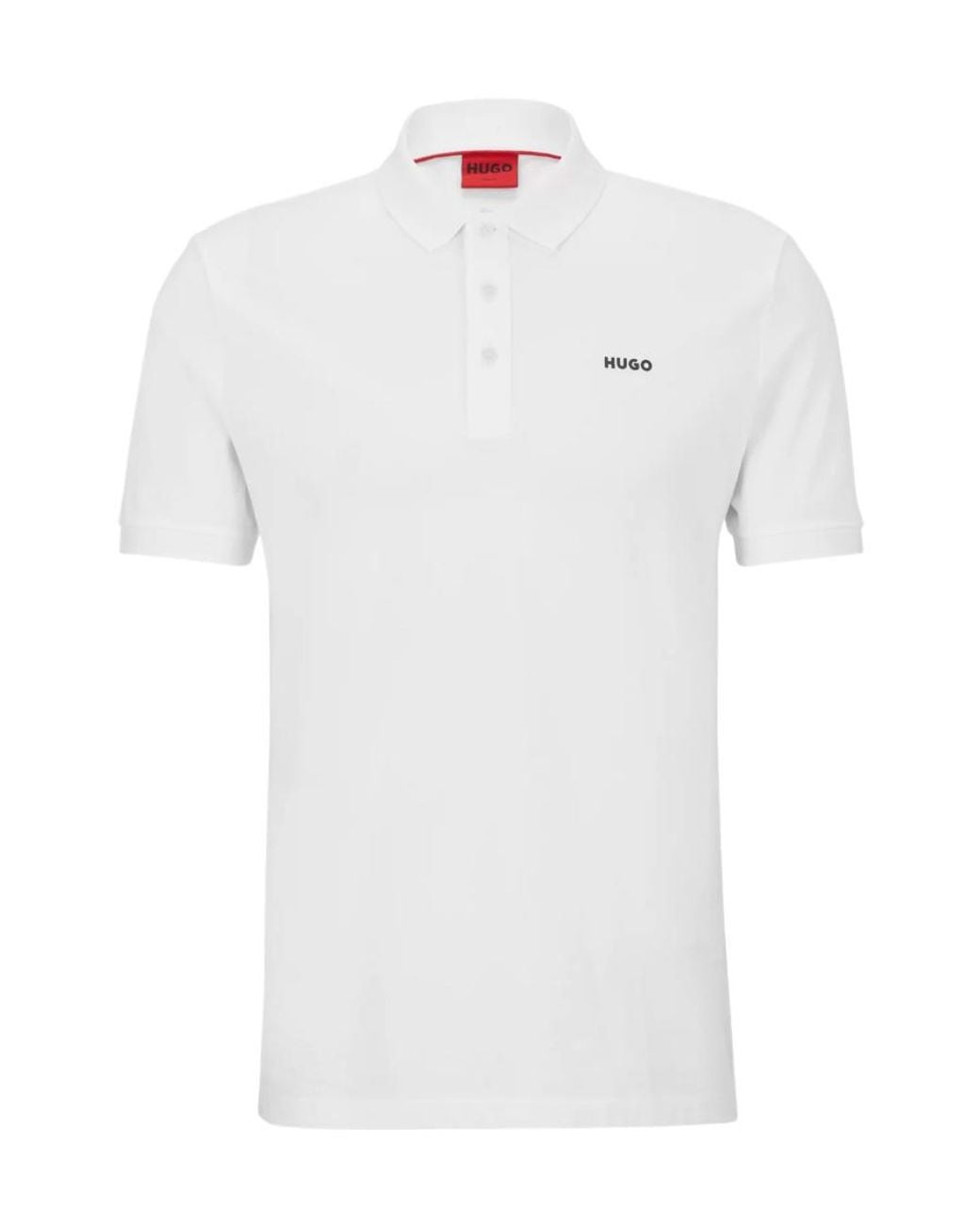 Boss White Hugo Donos Logo Polo Shirt for men