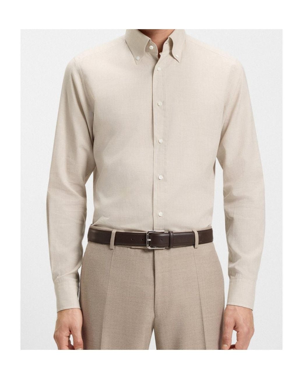Boss White Long-Sleeved Button-Up Shirt for men