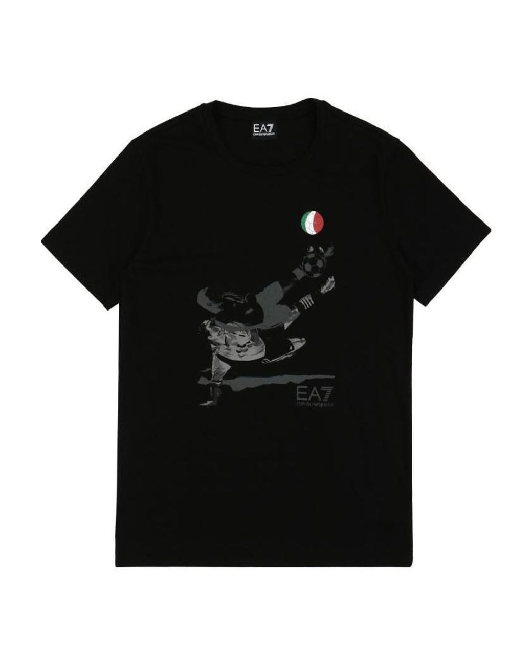 EA7 Black Logo T-Shirt With Round Neck for men