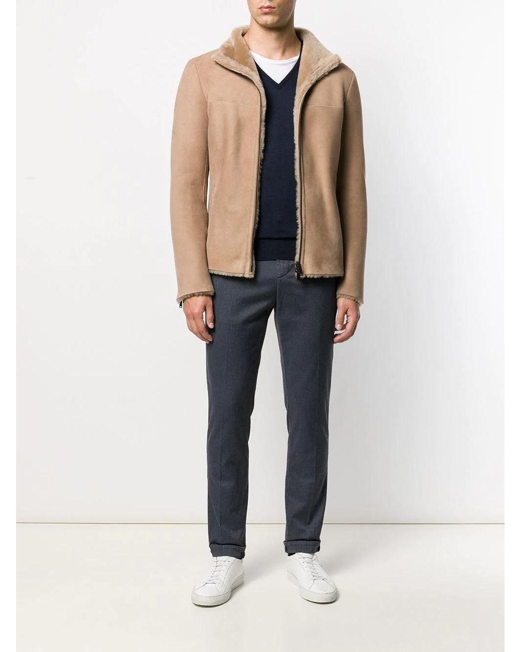 John Smedley Blue Blenheim V-Neck Knitwear for men