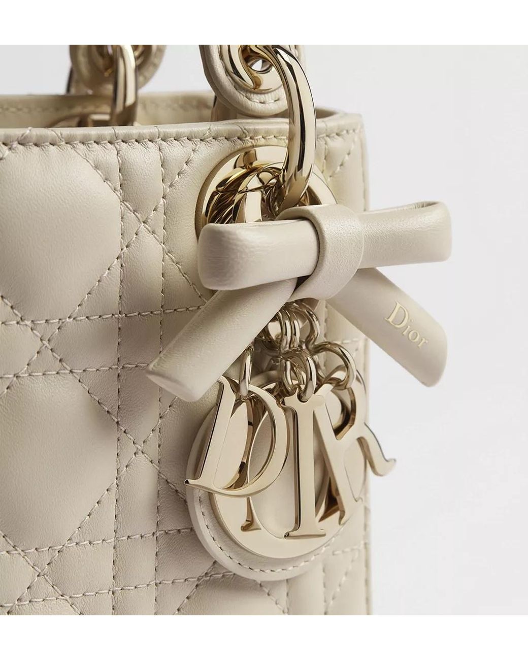 Dior White Mini Lady Bag With Chain
