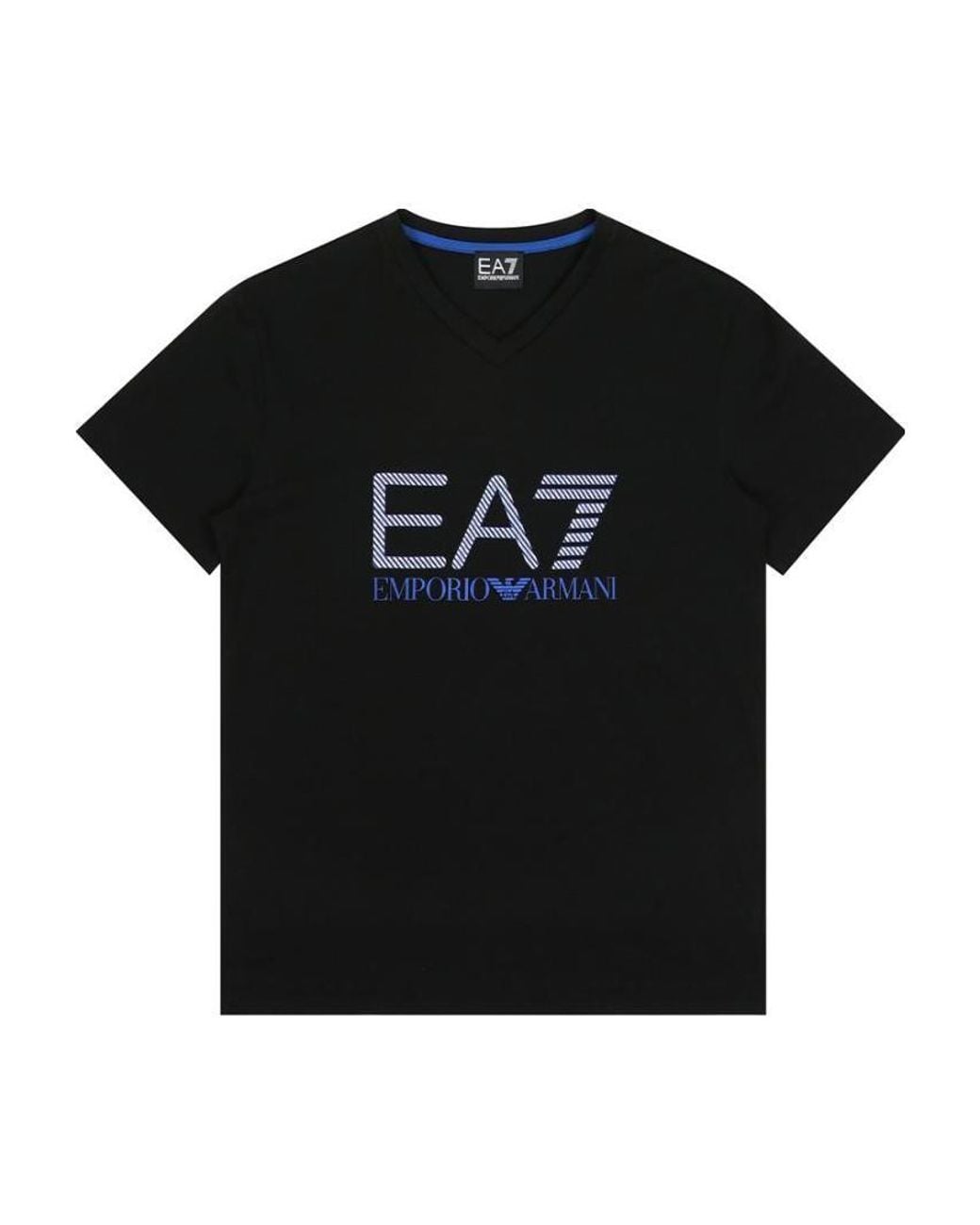 EA7 Black Logo Crew-Neck T-Shirt for men