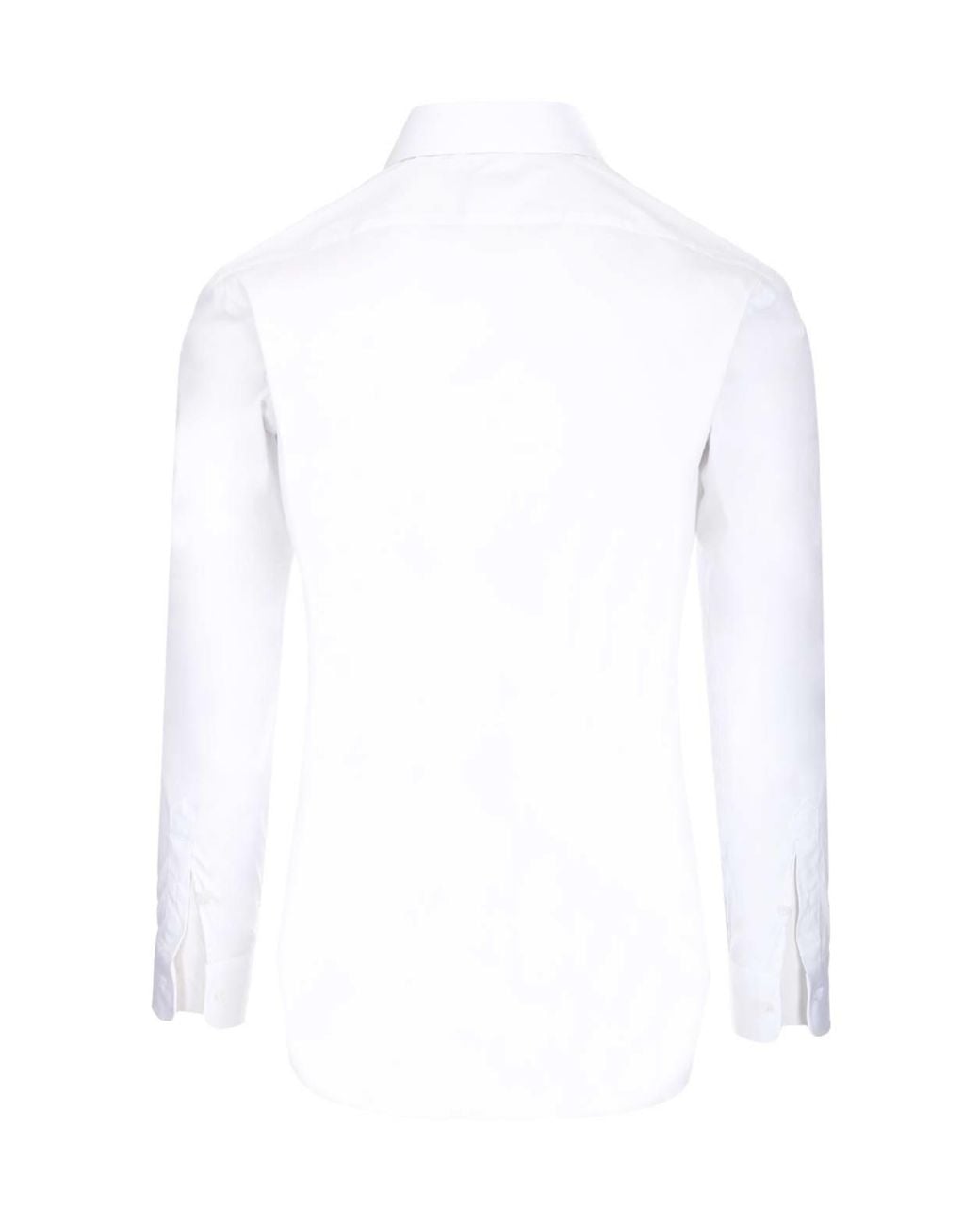 Barba Napoli White Curved Hem Tailored Shirt for men