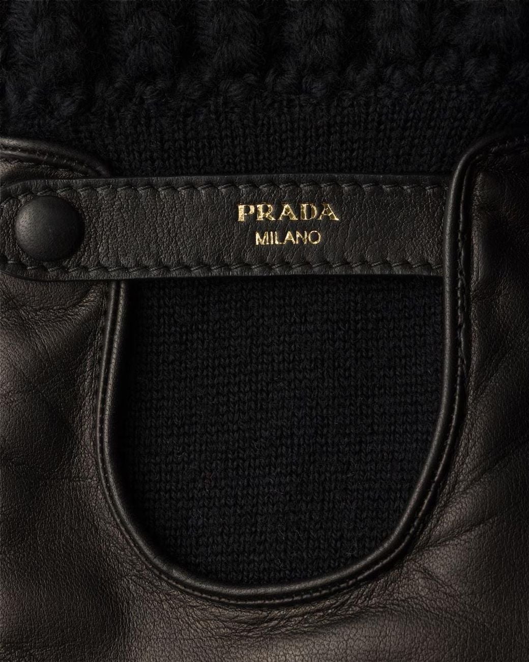 Prada Black Nappa Leather And Knit Gloves